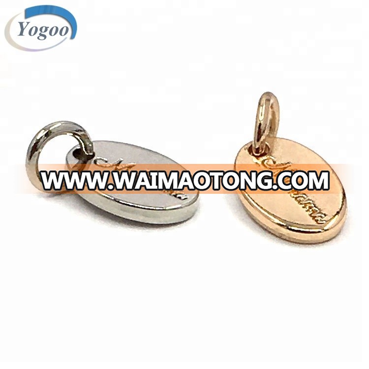 Wholesale Oval Shaped Stamped Zinc Alloy Small Custom Logo Engraved Metal Jewelry Tags